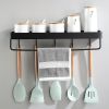 Black Hook Frame Wall-mounted Kitchen Shelf Hanging Rod Space Aluminum Hanger Storage Rack Home Condiment Rack