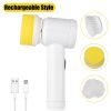 Electric Cleaning Brush Rechargeable Cleaner Handheld Bathtub 3 Brush Head Toilet Wash Brush Kitchen Bathroom Sink Cleaner Tool