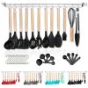 Silicone Kitchen Utensils Set 38 Pieces; Non-Stick Cooking Utensils Set with Muti-Use Hooks and Utensil Racks