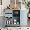 K&K Store Kitchen Cart with Spice Rack ; Towel Rack & Two Drawers; Rubber wood top; Kitchen Island with 4 Wheels for Dining Rooms Kitchens Living Room