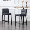 Cheap Modern Design High Counter Stool metal legs Kitchen Restaurant black pu Bar Chair(set of 2)