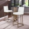 Woker Furniture Bar Stools Set of 2 Counter Height 26" Bar Stools with Back; Gold Brushed Barstools Modern Velvet Fabric Kitchen Stools for Counter Pu