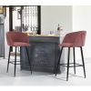 Modren Bar Stools Set of 2;  28'' Stools with Back for Kitchen;  Metal Frame Velvet Upholstered;  Kitchen Stools for Island;  Rose