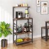 Kitchen Utility Storage Shelf Microwave Stand Cart on Wheels with Side Hooks