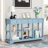 Console Sofa Table with Ample Storage; Retro Kitchen Buffet Cabinet Sideboard with Open Shelves and 3 Drawers; Accent Storage Cabinet for Entryway/Liv