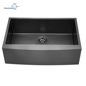 American Farmhouse Sink Gunmetal Black Surface/Stainless Steel Surface Kitchen Sink ;  Apron Front Kitchen Handmade Sink with Drain (Thickness: 16 Gauge, size: 30 inch)