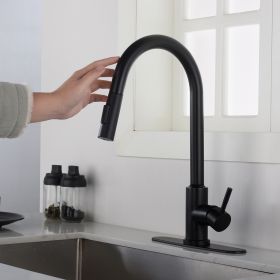 Touch Kitchen Faucet with Pull Down Sprayer,Single Handle High Arc  Pull out Kitchen Faucet,Single Level Stainless Steel Kitchen Sink Faucets with Pul (Color: Matte Black)