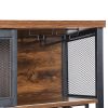 Industrial Bar Cabinet with Wine Rack for Liquor and Glasses;  Wood and Metal Cabinet for Home Kitchen Storage Cabinet