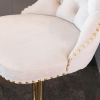 Golden Swivel Velvet Barstools Adjusatble Seat Height from 25-33 Inch; Modern Upholstered Bar Stools with Backs Comfortable Tufted for Home Pub and Ki