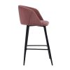 Modren Bar Stools Set of 2;  28'' Stools with Back for Kitchen;  Metal Frame Velvet Upholstered;  Kitchen Stools for Island;  Rose