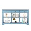 Console Sofa Table with Ample Storage; Retro Kitchen Buffet Cabinet Sideboard with Open Shelves and 3 Drawers; Accent Storage Cabinet for Entryway/Liv