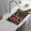 American Farmhouse Sink Gunmetal Black Surface/Stainless Steel Surface Kitchen Sink ;  Apron Front Kitchen Handmade Sink with Drain