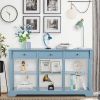 Console Sofa Table with Ample Storage; Retro Kitchen Buffet Cabinet Sideboard with Open Shelves and 3 Drawers; Accent Storage Cabinet for Entryway/Liv