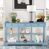 Console Sofa Table with Ample Storage; Retro Kitchen Buffet Cabinet Sideboard with Open Shelves and 3 Drawers; Accent Storage Cabinet for Entryway/Liv