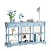 Console Sofa Table with Ample Storage; Retro Kitchen Buffet Cabinet Sideboard with Open Shelves and 3 Drawers; Accent Storage Cabinet for Entryway/Liv