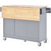 Rolling Mobile Kitchen Island with Solid Wood Top and Locking Wheels; 52.7 Inch Width; Storage Cabinet and Drop Leaf Breakfast Bar; Spice Rack; Towel