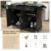 K&K Kitchen Cart with Stainless Steel Top and Storage Cabinet; Kitchen Island on Wheels with Two Drawers & Goblet Holder & Wine Rack & Spice Rack & To