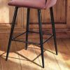 Modren Bar Stools Set of 2;  28'' Stools with Back for Kitchen;  Metal Frame Velvet Upholstered;  Kitchen Stools for Island;  Rose