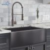 American Farmhouse Sink Gunmetal Black Surface/Stainless Steel Surface Kitchen Sink ;  Apron Front Kitchen Handmade Sink with Drain