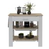 Rockaway 1-Drawer 2-Shelf Kitchen Island White and Light Oak