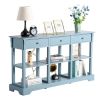 Console Sofa Table with Ample Storage; Retro Kitchen Buffet Cabinet Sideboard with Open Shelves and 3 Drawers; Accent Storage Cabinet for Entryway/Liv