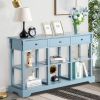 Console Sofa Table with Ample Storage; Retro Kitchen Buffet Cabinet Sideboard with Open Shelves and 3 Drawers; Accent Storage Cabinet for Entryway/Liv