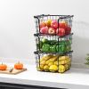 Oceanstar Stackable Metal Wire Storage Basket Set for Pantry, Countertop, Kitchen or Bathroom â€šÃ„Ã¬ Black, Set of 3