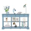 Console Sofa Table with Ample Storage; Retro Kitchen Buffet Cabinet Sideboard with Open Shelves and 3 Drawers; Accent Storage Cabinet for Entryway/Liv