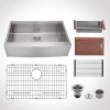 American Farmhouse Sink Gunmetal Black Surface/Stainless Steel Surface Kitchen Sink ;  Apron Front Kitchen Handmade Sink with Drain