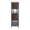 Industrial Bar Cabinet with Wine Rack for Liquor and Glasses;  Wood and Metal Cabinet for Home Kitchen Storage Cabinet