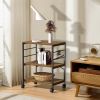 Kitchen Microwave Cart; 3-Tier Kitchen Utility Cart Vintage Rolling Bakers Rack with 5 Hooks for Living Room Decoration