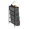 Narrow Dresser, Vertical Storage Unit With 4 Fabric Drawers, Metal Frame, Slim Storage Tower, 7.9" Width, For Living Room, Kitchen, Small Space, Gap,