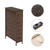 Narrow Dresser, Vertical Storage Unit With 4 Fabric Drawers, Metal Frame, Slim Storage Tower, 7.9" Width, For Living Room, Kitchen, Small Space, Gap,