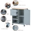 K&K Store Kitchen Cart with Spice Rack ; Towel Rack & Two Drawers; Rubber wood top; Kitchen Island with 4 Wheels for Dining Rooms Kitchens Living Room