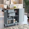 K&K Store Kitchen Cart with Spice Rack ; Towel Rack & Two Drawers; Rubber wood top; Kitchen Island with 4 Wheels for Dining Rooms Kitchens Living Room