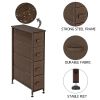 Narrow Dresser, Vertical Storage Unit With 4 Fabric Drawers, Metal Frame, Slim Storage Tower, 7.9" Width, For Living Room, Kitchen, Small Space, Gap,