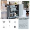 K&K Store Kitchen Cart with Spice Rack ; Towel Rack & Two Drawers; Rubber wood top; Kitchen Island with 4 Wheels for Dining Rooms Kitchens Living Room