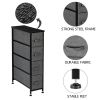 Narrow Dresser, Vertical Storage Unit With 4 Fabric Drawers, Metal Frame, Slim Storage Tower, 7.9" Width, For Living Room, Kitchen, Small Space, Gap,