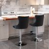 Swivel Velvet Barstools Adjusatble Seat Height from 25-33 Inch; Modern Upholstered Chrome base Bar Stools with Backs Comfortable Tufted for Home Pub a