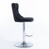 Swivel Velvet Barstools Adjusatble Seat Height from 25-33 Inch; Modern Upholstered Chrome base Bar Stools with Backs Comfortable Tufted for Home Pub a