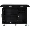 K&K Kitchen Cart with Stainless Steel Top and Storage Cabinet; Kitchen Island on Wheels with Two Drawers & Goblet Holder & Wine Rack & Spice Rack & To