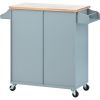 K&K Store Kitchen Cart with Spice Rack ; Towel Rack & Two Drawers; Rubber wood top; Kitchen Island with 4 Wheels for Dining Rooms Kitchens Living Room